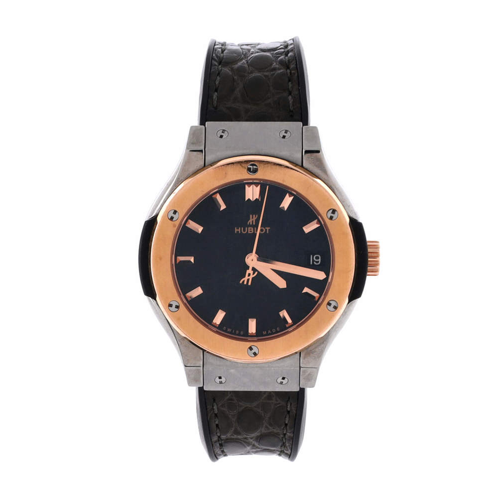 Hublot 33 Classic Fusion Automatic Watch Titanium with Rose Gold and Alligator